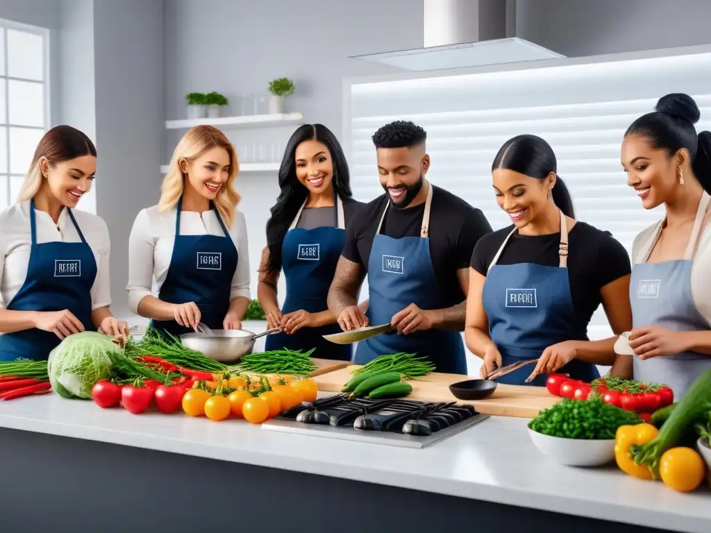 Grupo online cocina vegana global: gente diversa en clase de cocina, creatividad culinaria y sentido de comunidad