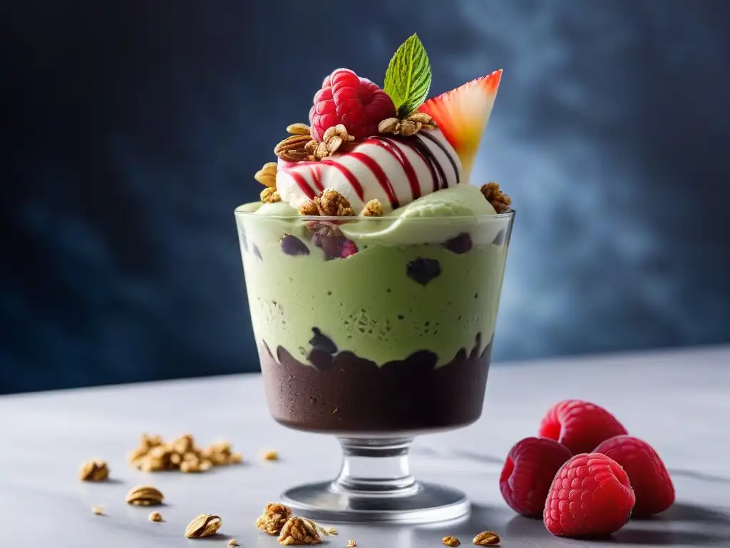 Un helado vegano casero exquisito con sabores innovadores y decoración colorida