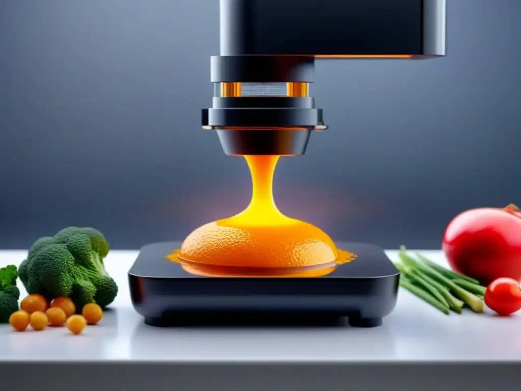 Revolutionary 3D food printer crea exquisitos platillos veganos Impresora 3D de cocina vegana personalizada creando platos coloridos con precisión y elegancia