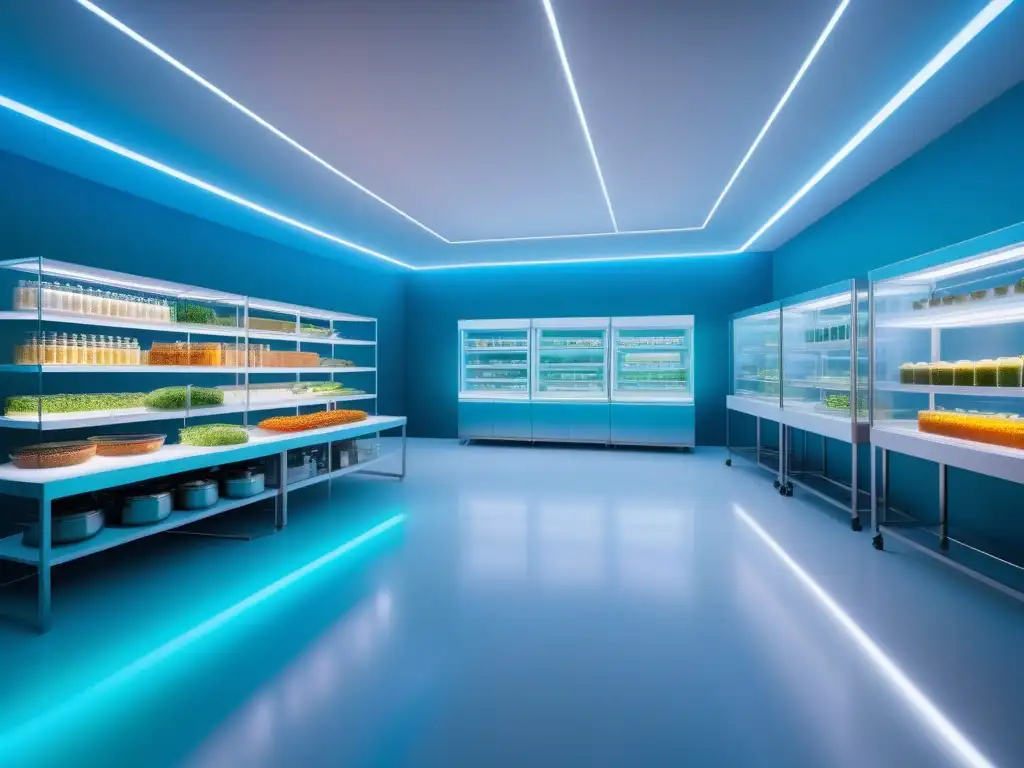 Un laboratorio de alimentos futurista, científicos analizan ingredientes sostenibles para cocina vegana