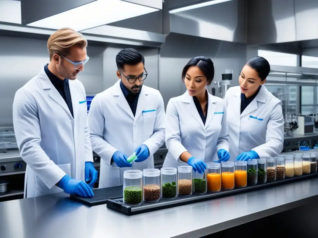 Un laboratorio de alimentos del futuro, donde científicos crean innovaciones veganas proteína con ingredientes naturales