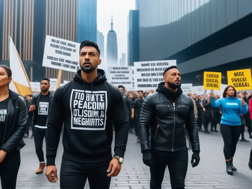 Manifestación vegana impactante en ciudad moderna Manifestación diversa por los derechos animales y veganismo en ciudad