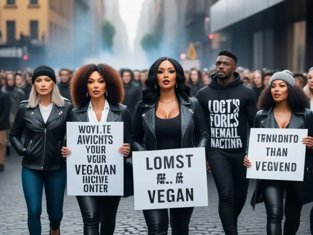 Manifestación pacífica por los derechos animales: diversidad y veganismo Manifestación diversa por los derechos animales y veganismo, impacto del veganismo en percepción social