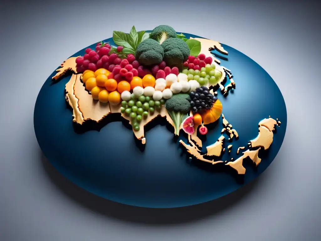 Un mapa global de frutas y verduras con recetas veganas fusiones culturales deliciosas