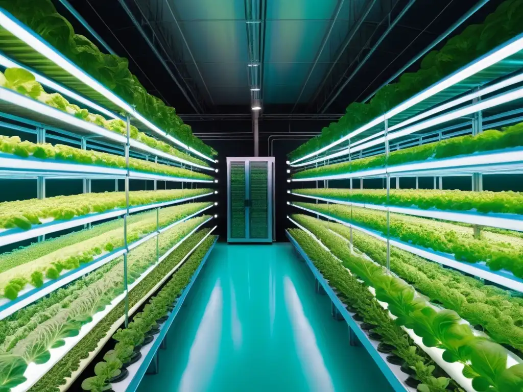 Maravilla tecnológica: agricultura vertical alimentos veganos en instalación futurista