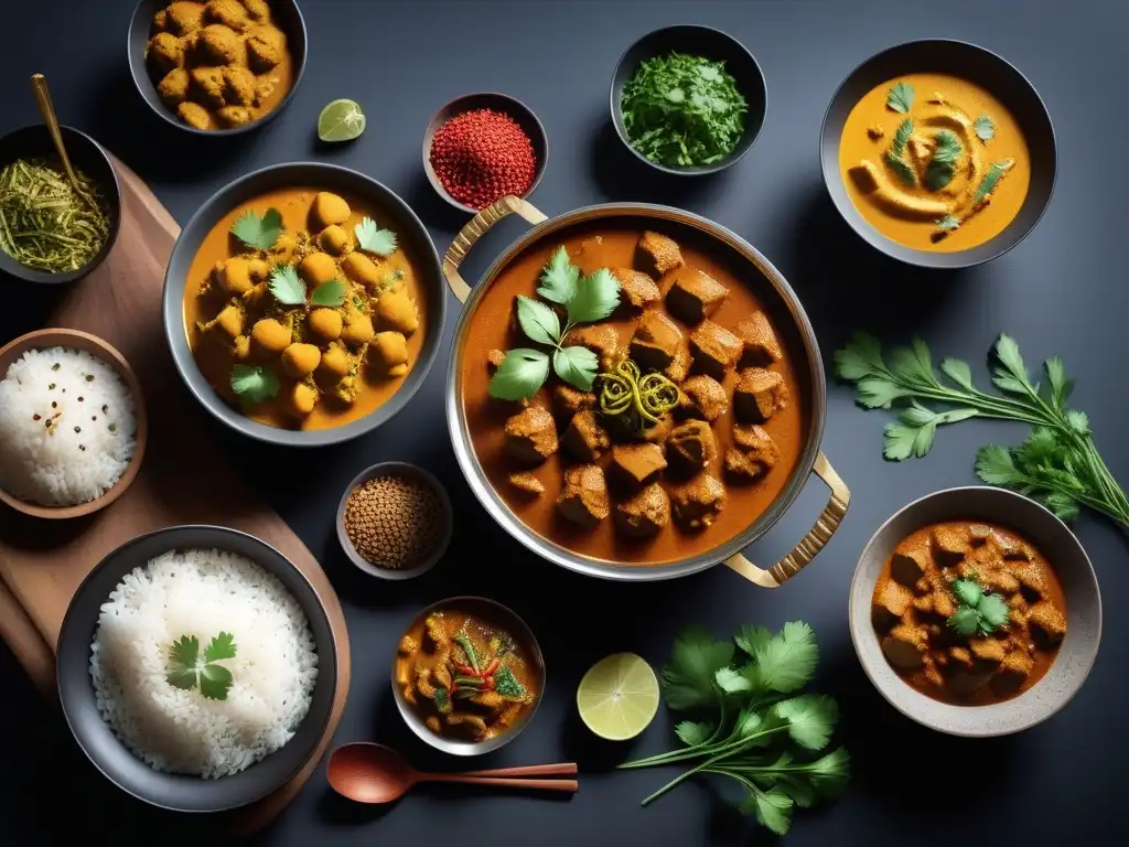 Una maravillosa exhibición de recetas auténticas de curry vegano de la India, fusionando colores y sabores regionales