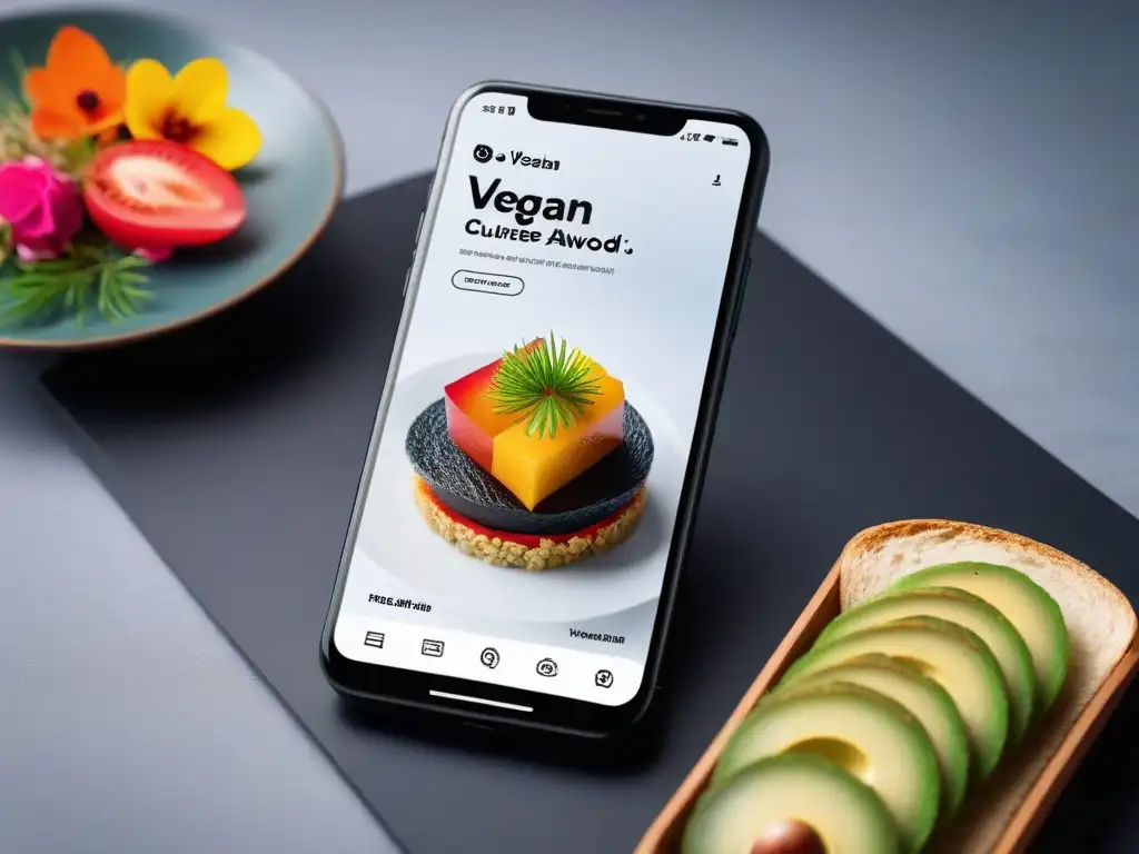 Descubre las mejores apps recetas veganas innovadoras en un smartphone con diseño moderno y vibrante mostrando platos coloridos y creativos