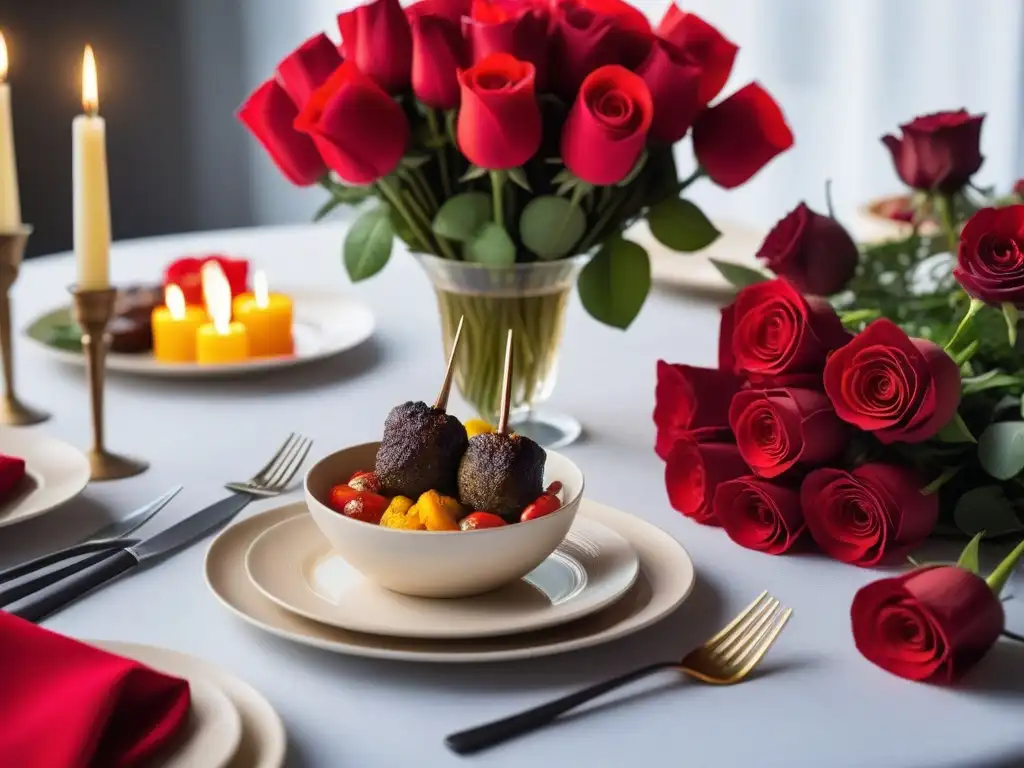 Menú vegano cena San Valentín: Cena romántica con brochetas de verduras, pimientos rellenos de quinoa y mousse de chocolate