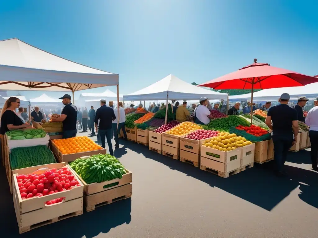 Un mercado lleno de vida con ingredientes frescos y coloridos para cocina vegana