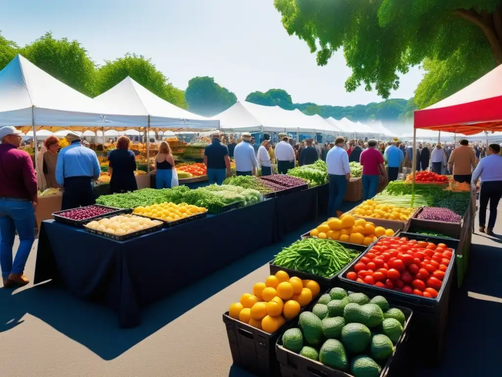 Un mercado lleno de vida con ingredientes frescos para cocinar vegano