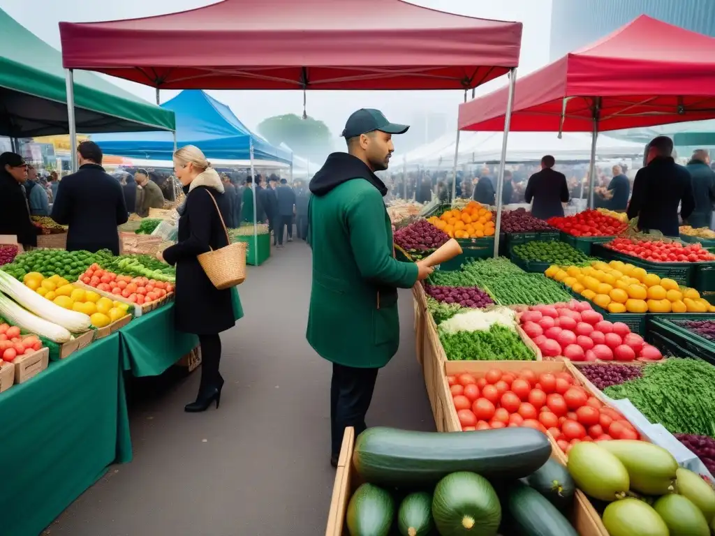 Un mercado vegano bullicioso y colorido con oportunidades de inversión en abundancia