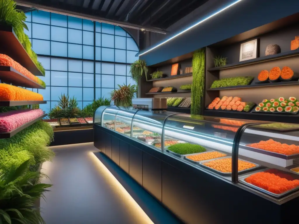 Descubre un mercado vegano futurista con innovaciones veganas en la industria alimentaria sostenible