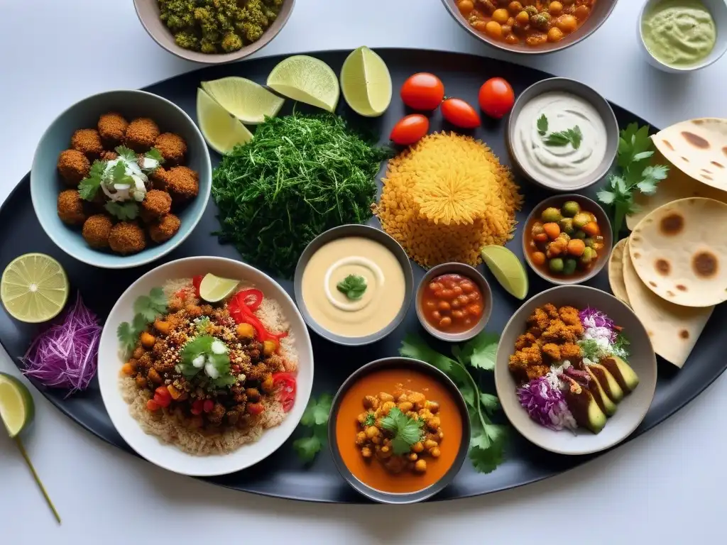 Una mesa colorida con recetas veganas fusionadas con tradición de todo el mundo