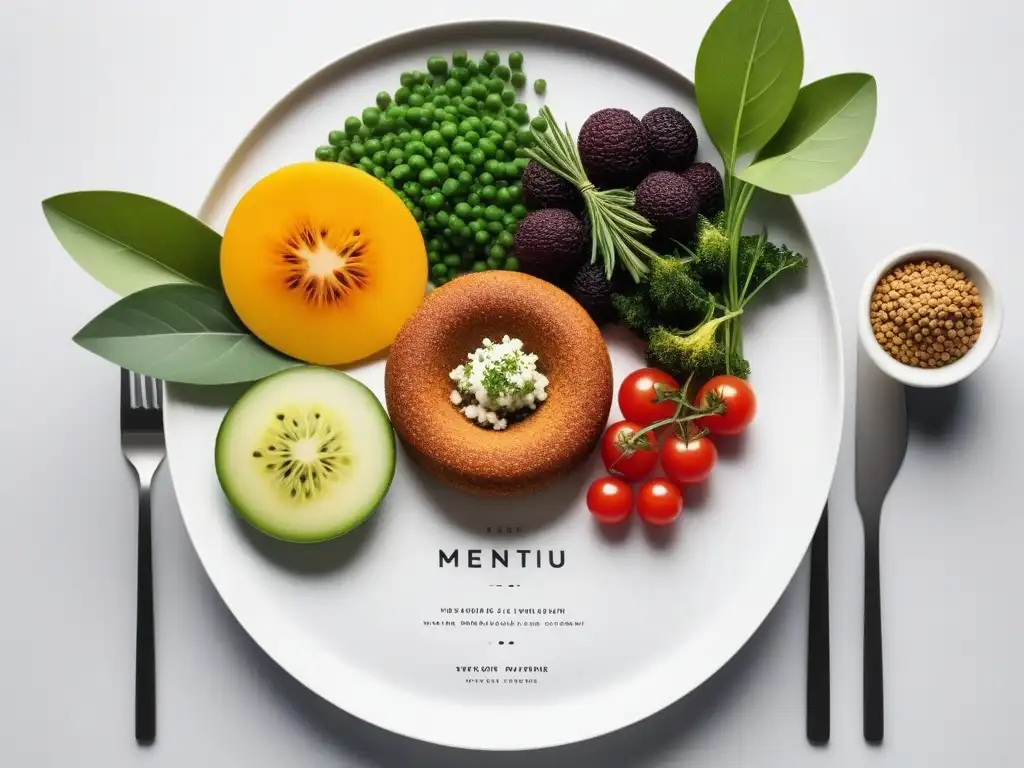 Una mesa elegante con menús veganos para alérgicos, exquisitamente presentados