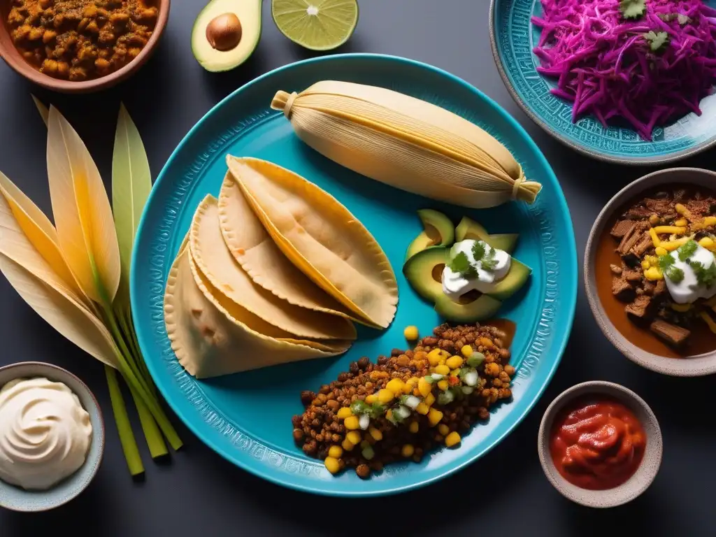 Una mesa festiva fusionando recetas veganas con tradición, con tamales, ceviche, tacos de carnitas de jackfruit y pastel sin lácteos