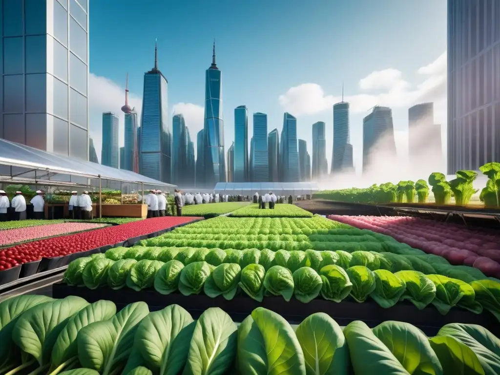 Una metrópolis futurista de materiales orgánicos con agricultura innovadora