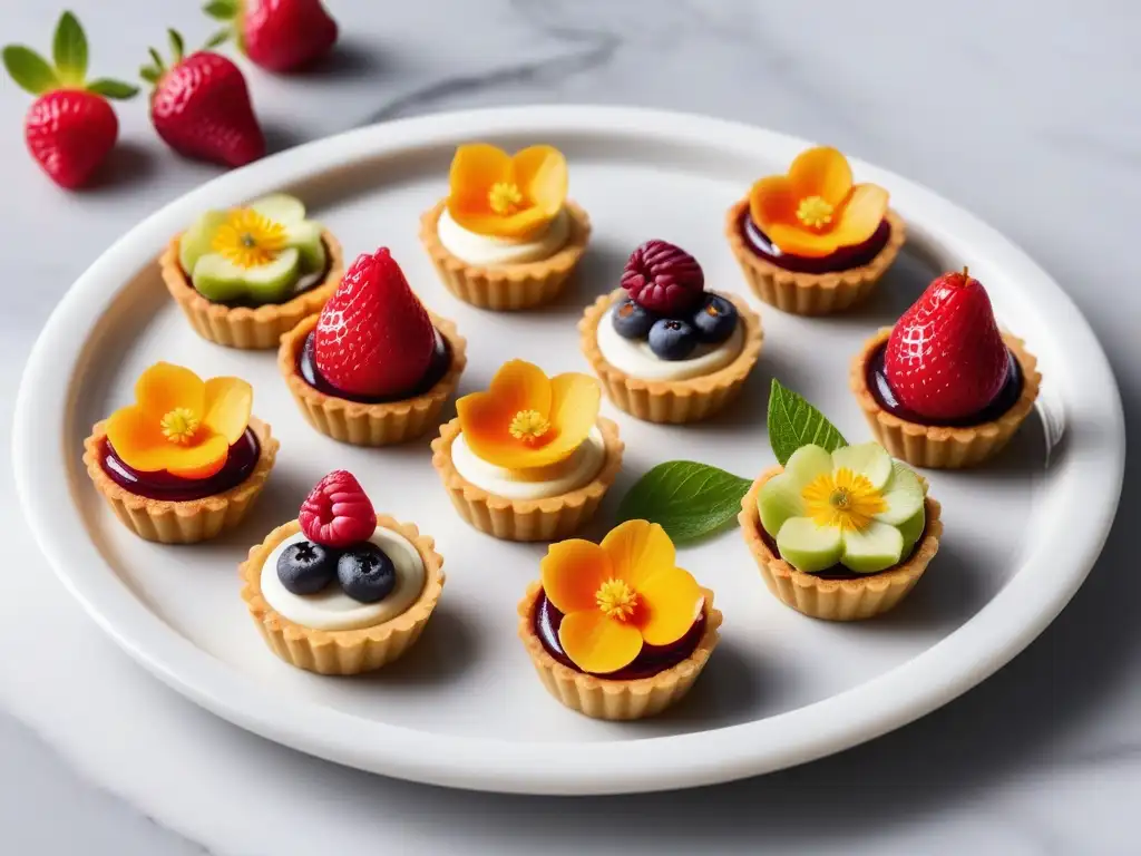 Mini tartas veganas deliciosas sorprenden en una elegante presentación