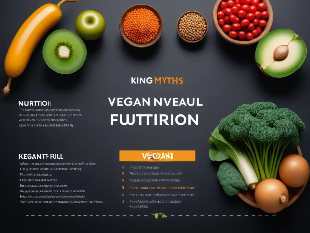 Infografía moderna y vibrante que compara los beneficios nutricionales de la dieta vegana y omnívora