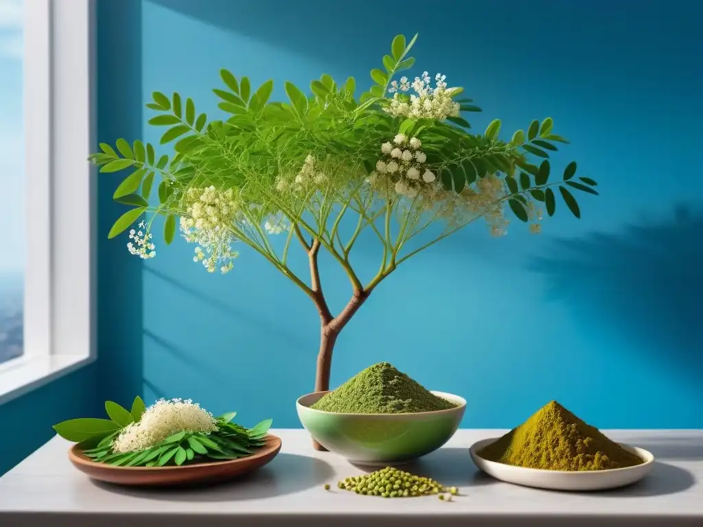 Un oasis verde de moringa vegana en la cocina moderna: salud y frescura