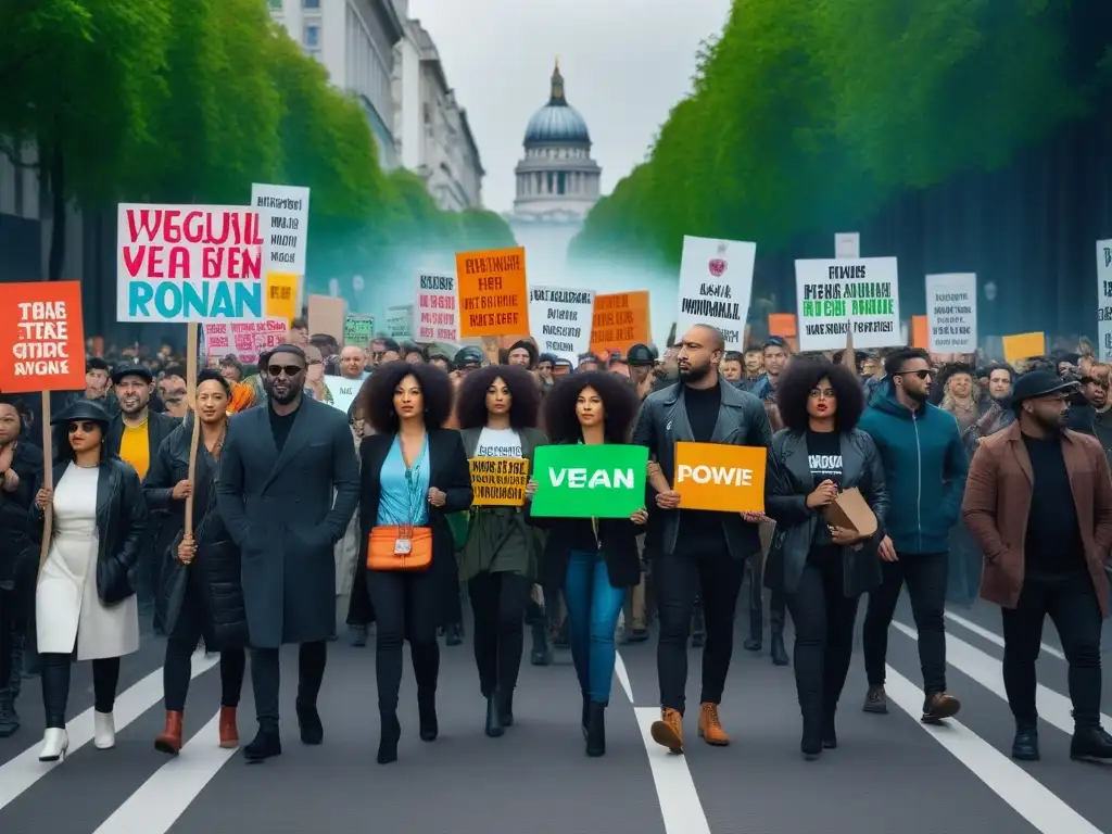 Manifestación pacífica en la ciudad por la Importancia del veganismo en protección animal