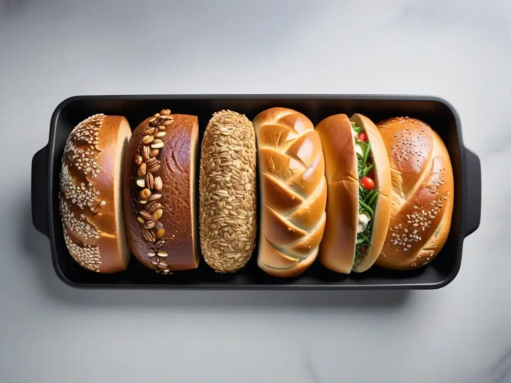 Panadería vegana: arte culinario innovador Pan vegano sin gluten recetas: Exquisita variedad de panes recién horneados con decoraciones coloridas y texturas sorprendentes