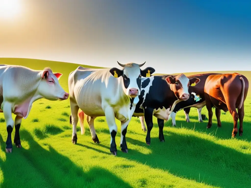 Un paraíso de bienestar animal con vacas, cerdos, gallinas y ovejas felices conviviendo en armonía