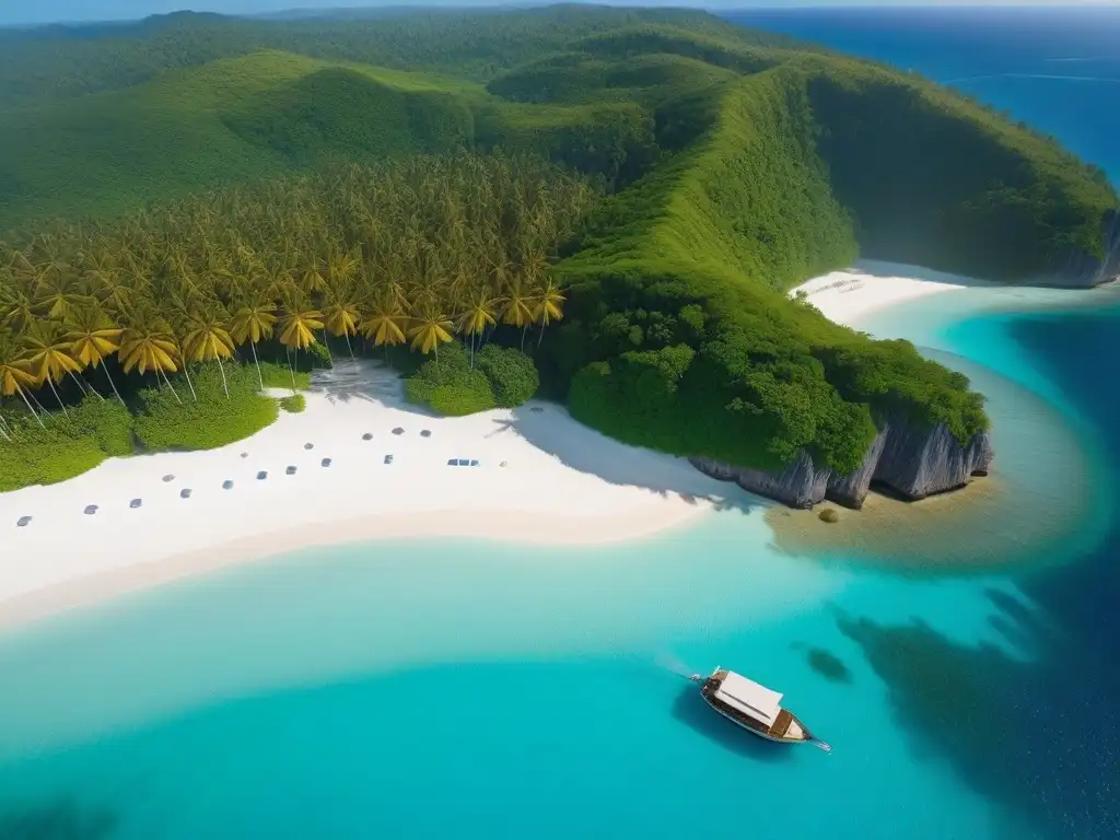 Paraíso tropical con destinos tropicales cocina vegana: isla exuberante, aguas turquesas y restaurantes veganos coloridos en la playa