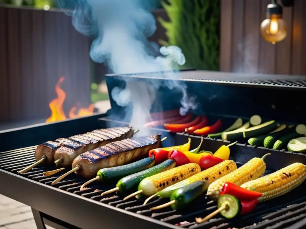 Una parrilla moderna muestra una colorida variedad de verduras asadas