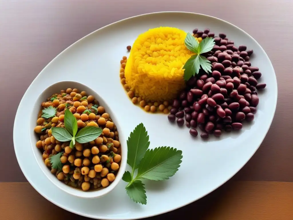 Un plato vegano africano con legumbres vibrantes y coloridas, resaltando sabores y texturas