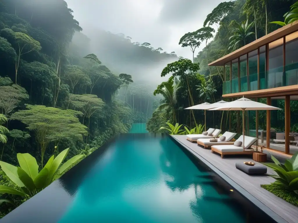 Un resort vegano exclusivo en el corazón de la selva amazónica, fusionando arquitectura moderna con la exuberante naturaleza