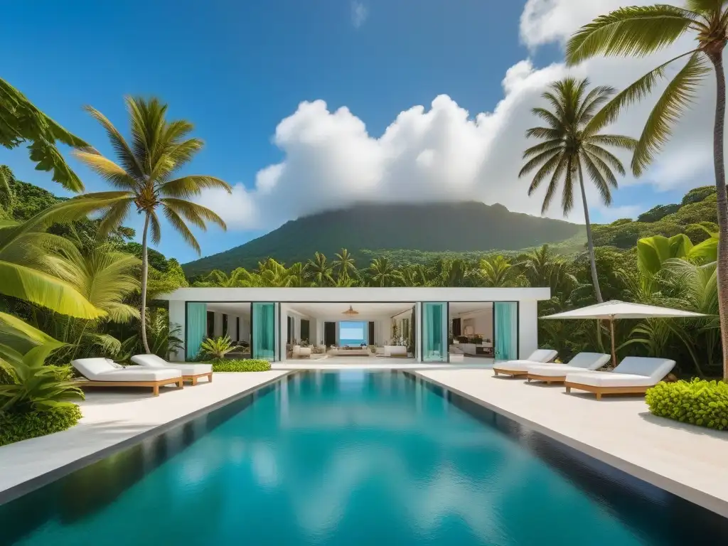 Retiro vegano de lujo Caribe: piscina infinita, arquitectura moderna, naturaleza exuberante y tranquilidad