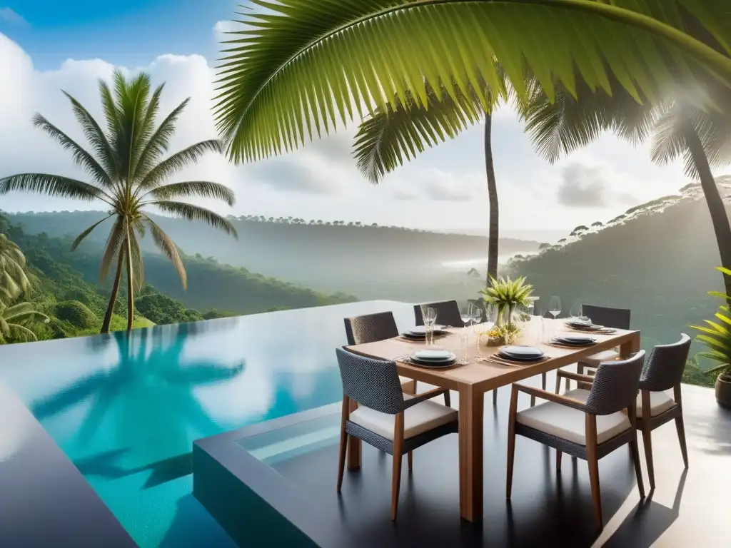 Retiros veganos de lujo tendencia: Villa ecológica en selva tropical con piscina infinita y gastronomía vegana chic