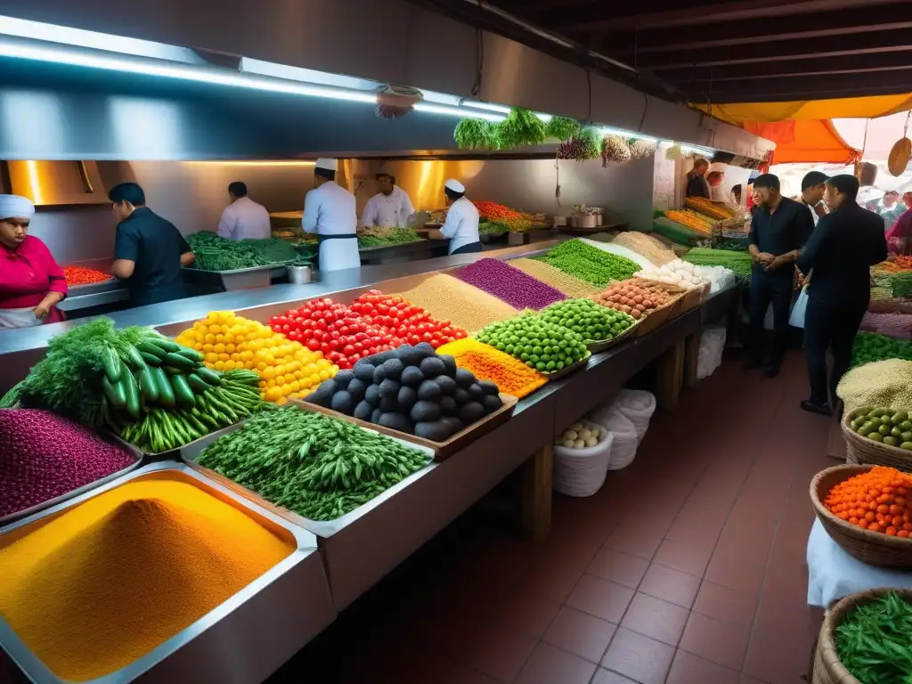 Descubre los secretos de la cocina vegana mexicana en un mercado vibrante de México con ingredientes frescos y coloridos