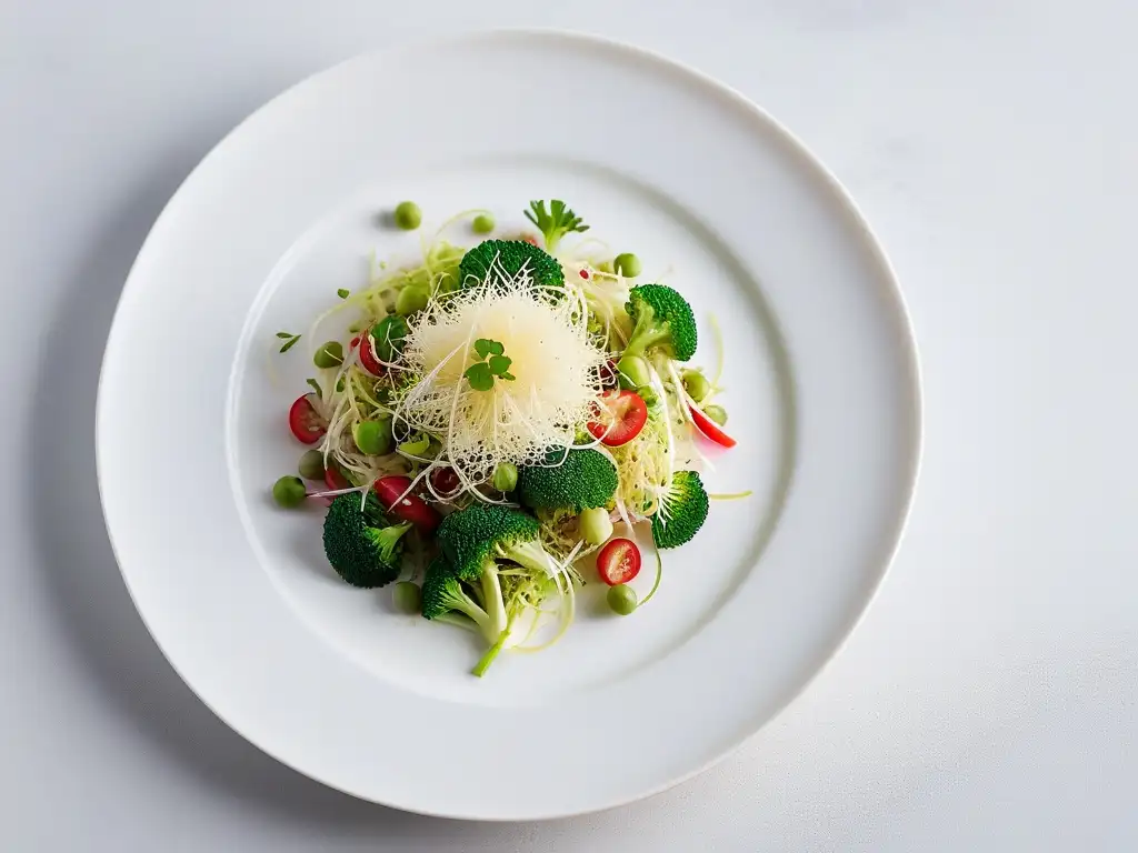 Una selección vibrante de brotes frescos y coloridos en un plato blanco