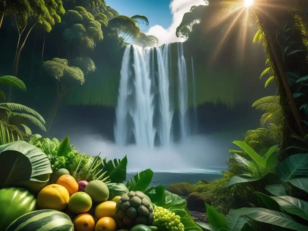 Selva exuberante en Oceanía con frutas y vegetales tropicales