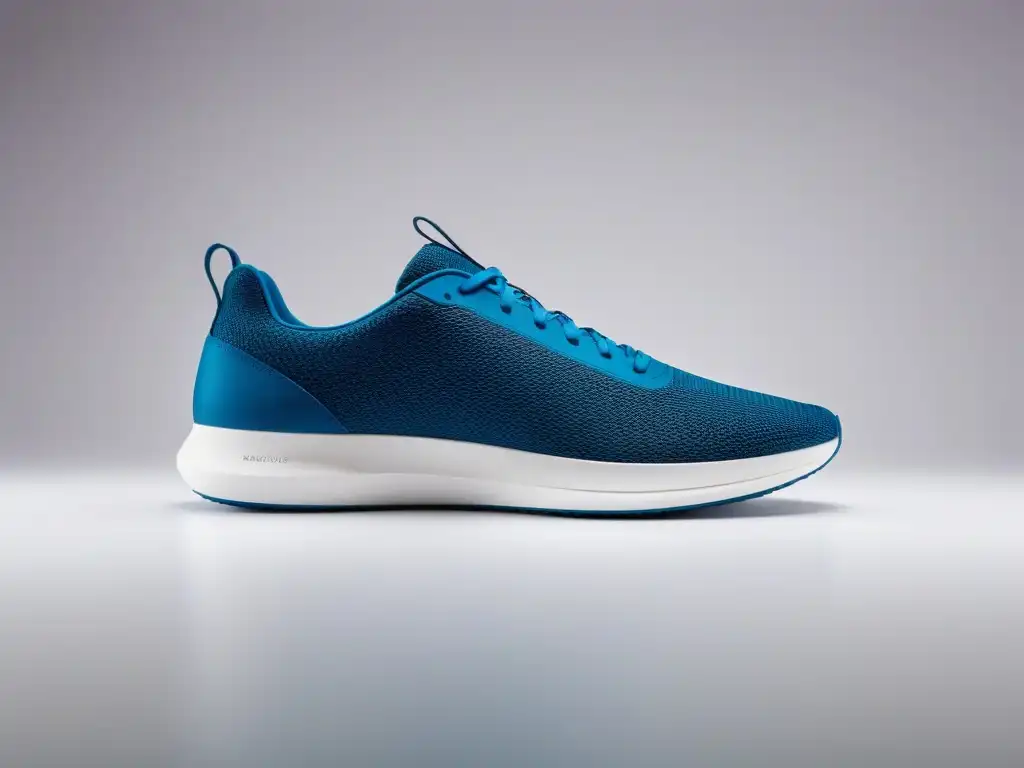 Un sneaker moderno y elegante, hecho de materiales sostenibles, en un ambiente minimalista con iluminación natural