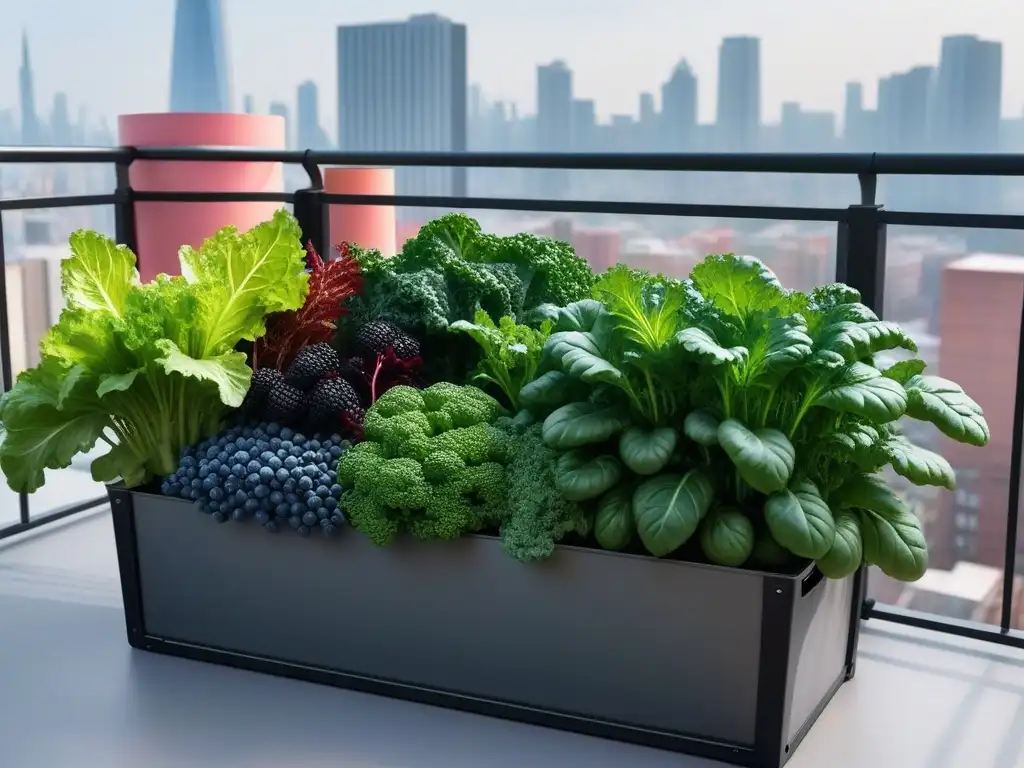 Disfruta cultivar superalimentos veganos en casa con un jardín urbano moderno y vibrante