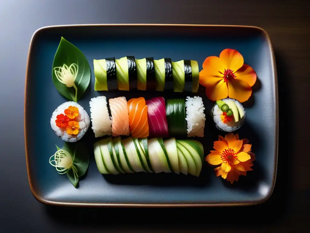 Sushi vegano: innovación y tradición en una obra de arte culinaria