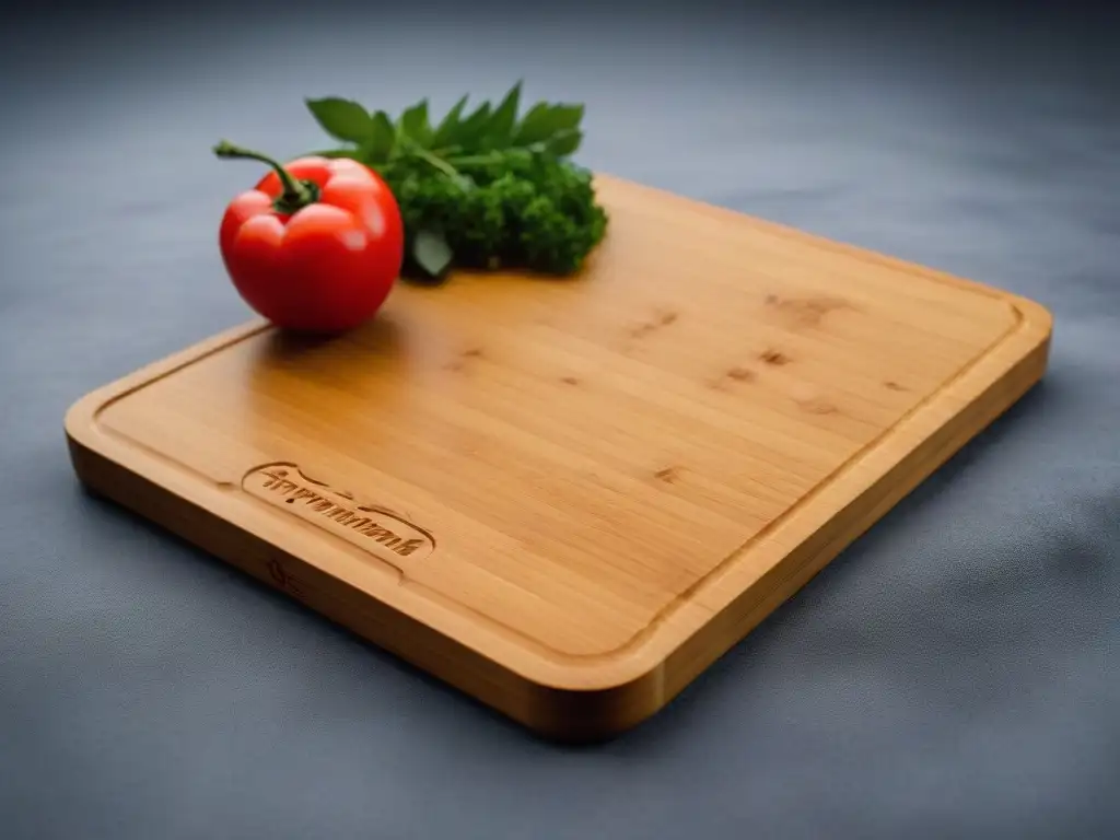 Tablas de cortar veganas modernas de bambú sostenible con diseño minimalista y grabado vegetal, elegantes y ecofriendly