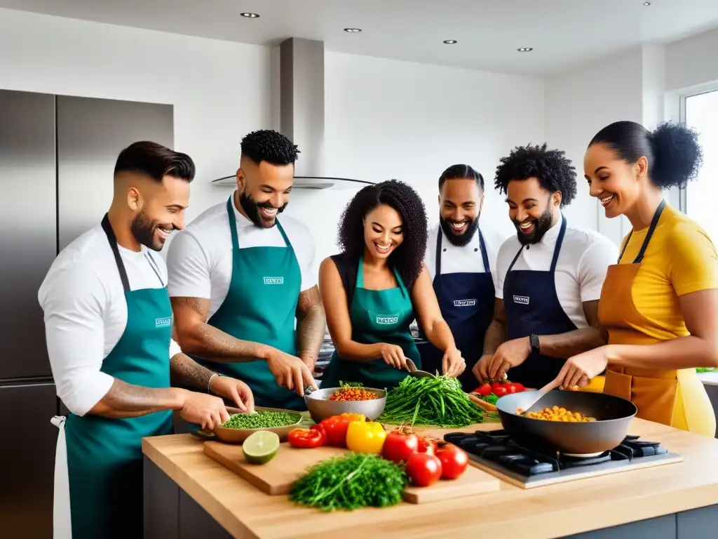 Unidos en la cocina preparando delicias veganas, demostrando la camaradería y pasión por la cocina vegana