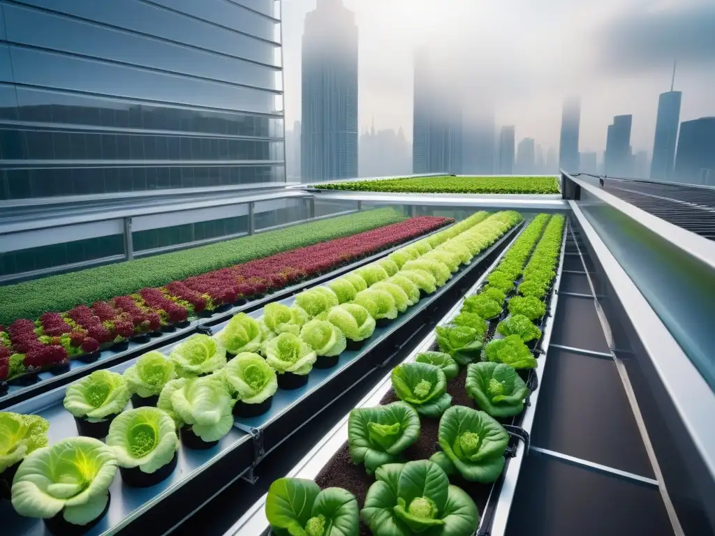 Un jardín urbano futurista con tecnologías para cultivo vegano urbano, fusionando naturaleza e innovación en la ciudad