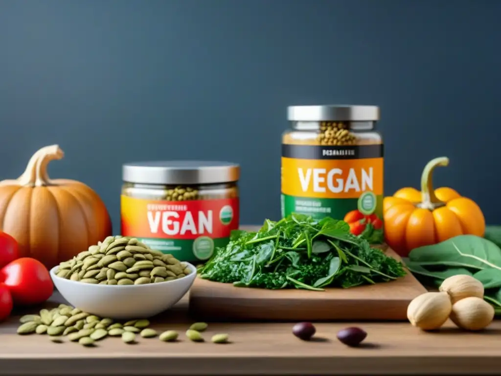 Una variedad de proteínas veganas óptimas para ganancia muscular, coloridas y frescas en una cocina moderna