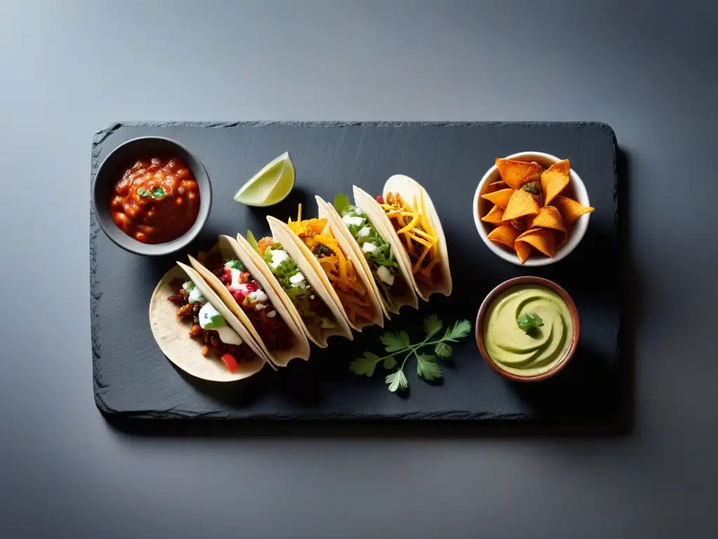 Una variedad de recetas veganas comida rápida en una presentación moderna y colorida