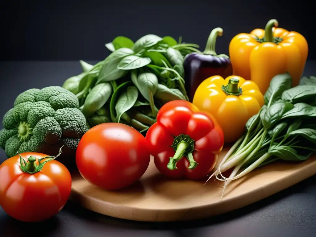 Una variedad de vegetales coloridos en una cocina moderna destaca la diversidad de micronutrientes en alimentos veganos