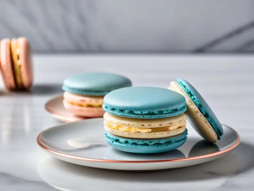 Un macaron vegano perfectamente horneado en un entorno elegante y sofisticado