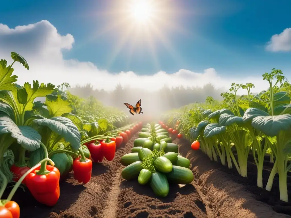 Jardín de vegetales coloridos y animado, ideal para recetas veganas divertidas para niños