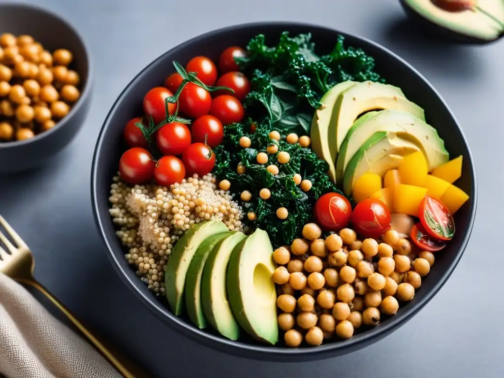 Vibrante Buddha bowl con Proteína de cáñamo en recetas veganas