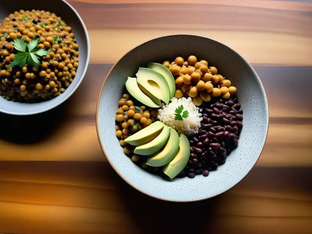 Una vibrante cocina vegana africana con legumbres en un plato cerámico artesanal