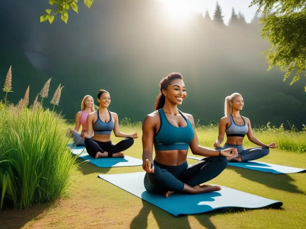 Un vibrante grupo de veganos sonrientes disfrutando de actividades al aire libre bajo el sol, resaltando la importancia de la vitamina D para la salud