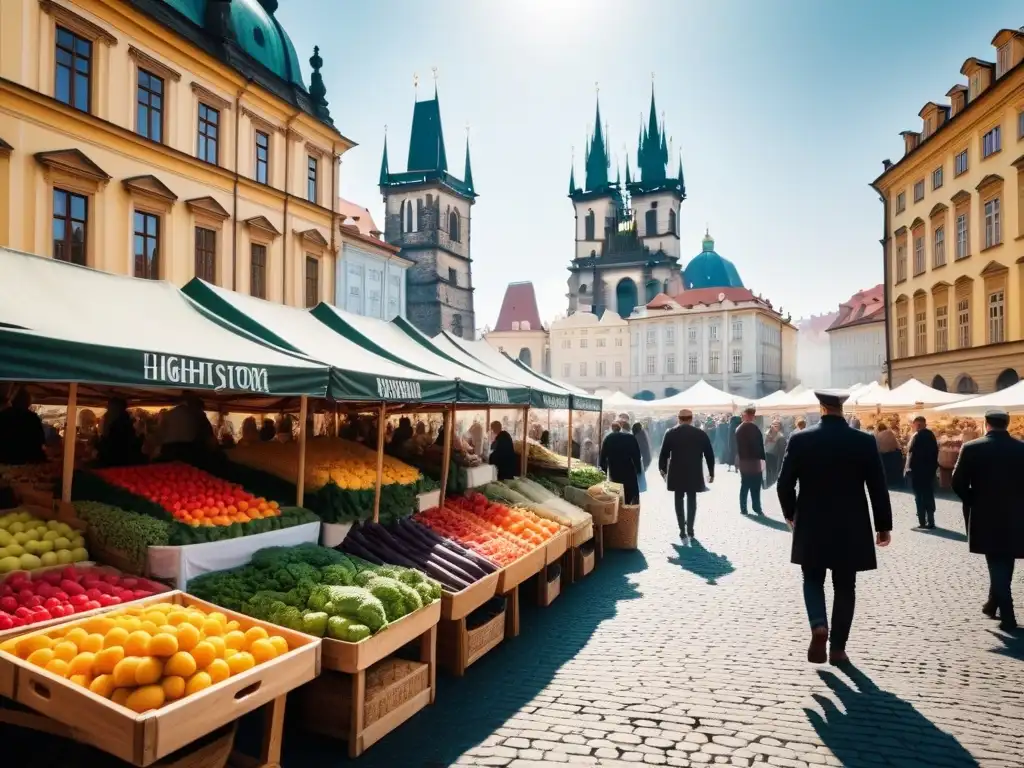 Un vibrante mercado de agricultores en Praga, con cocina vegana checa y recetas tradicionales